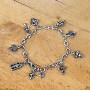 Brighton Eternity Cross Bracelet, Silver & Gold Plated Cross Charms Bracelet